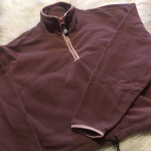 Pink Cropped Fleece Quarter Zip Sweater